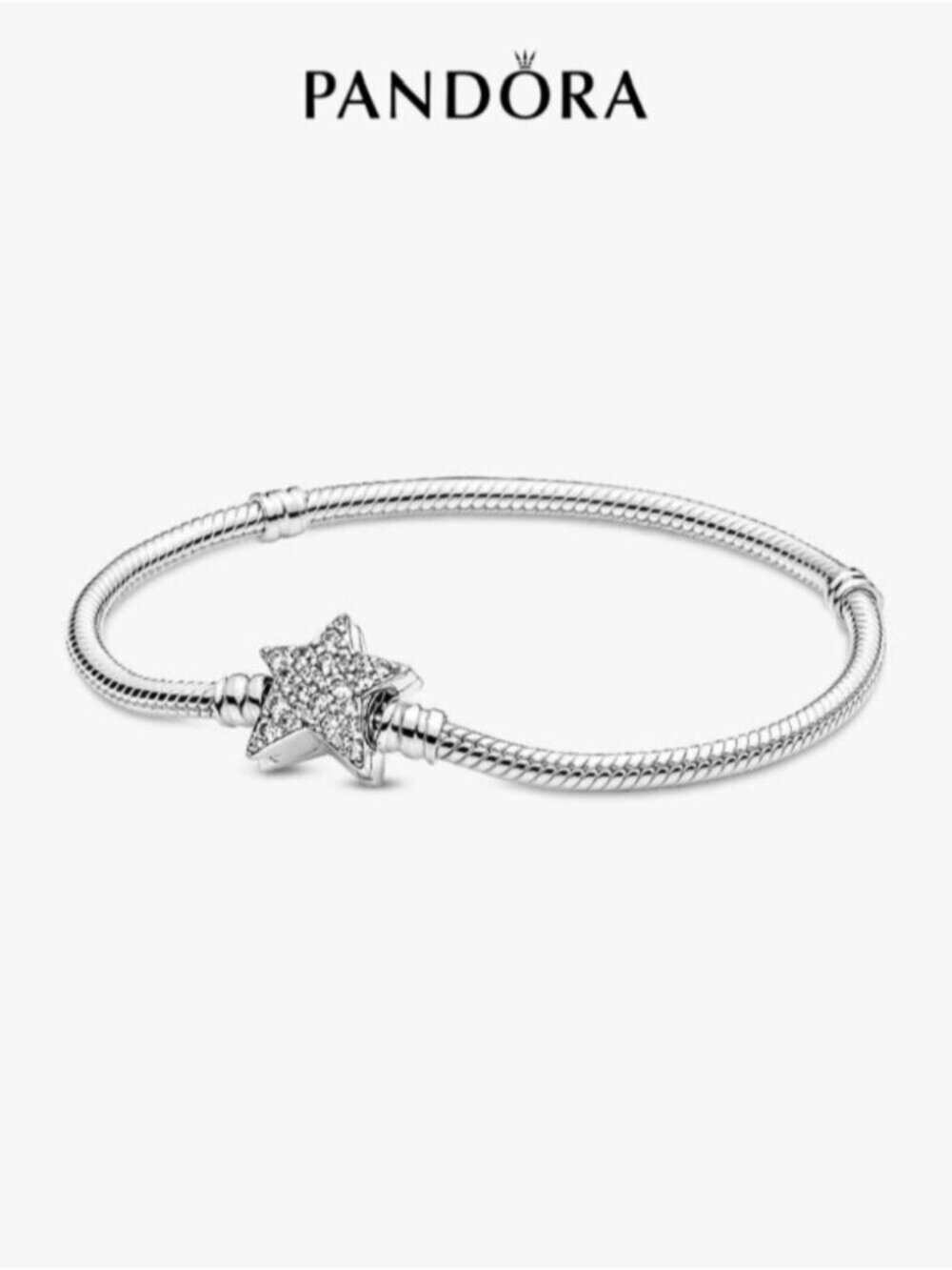 Pandora Moments Asymmetric Star Clasp Snake Chain Bracelet